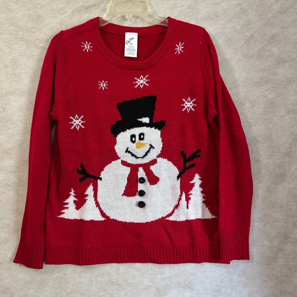 Red Metallic Frosty Snowman Holiday Sweater XL HT46302